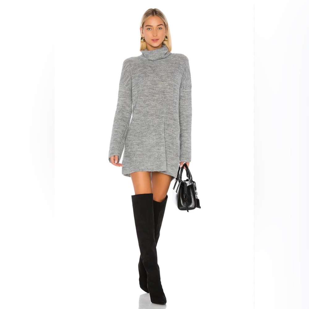 L'ACADEMIE Sable Sweater Dress in Grey Revolve Mini Long Sleeve | Size Small